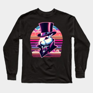 Retro Elegance - Dapper Rabbit Vaporwave Long Sleeve T-Shirt